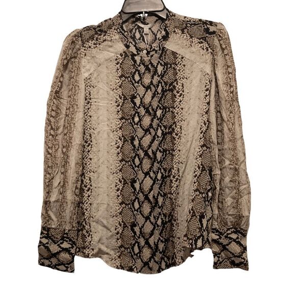 NWT Joie Talin Snakeskin Print Chiffon Blouse in Porcelain - Picture 2 of 6